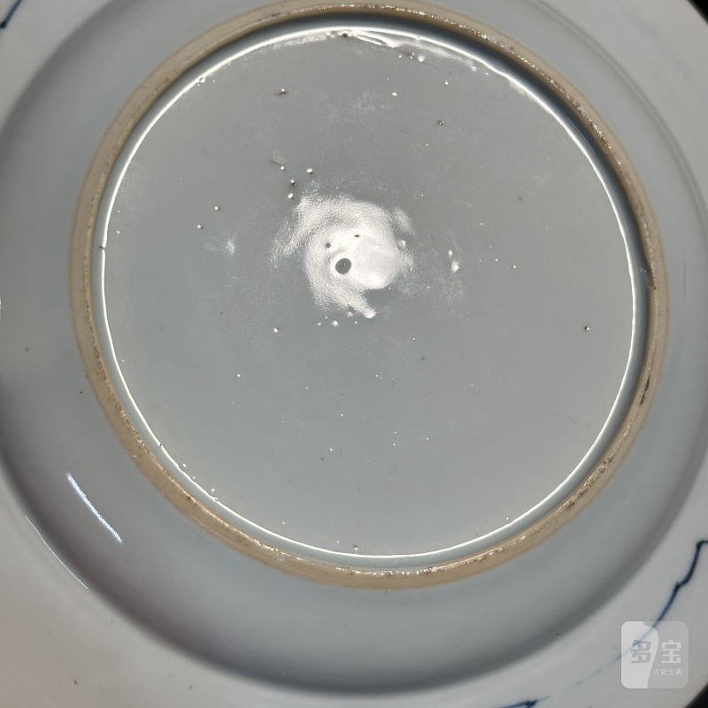 清康熙 青花花卉纹折腰盘 - 图7